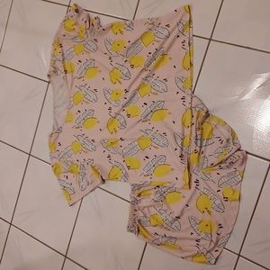 4/$40 Pink Lemon Print Shorts Pajama Set - Size 2XL (US16)